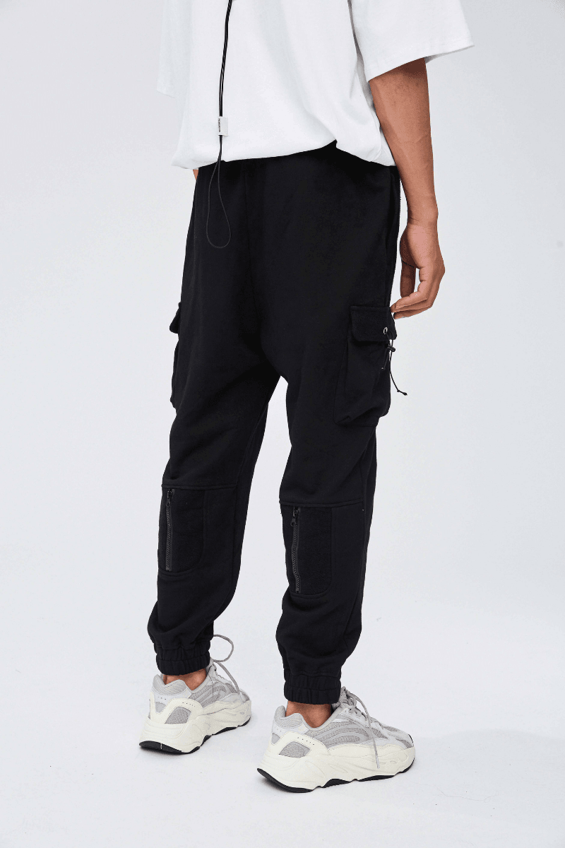 CZ Black Cargo Zipper Sweatpants