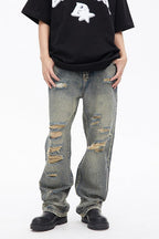 Distressed Grayish Loose Jeans