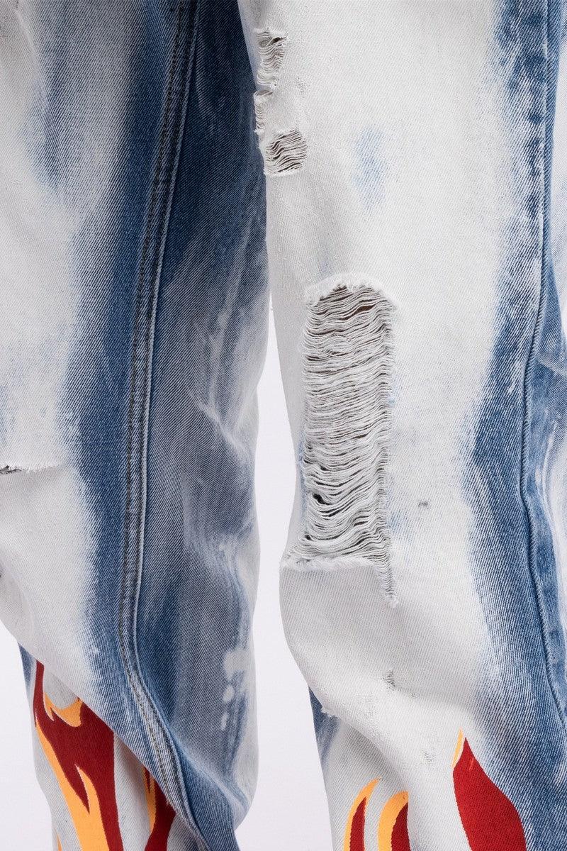 CZ Flame Ripped Washed Jeans