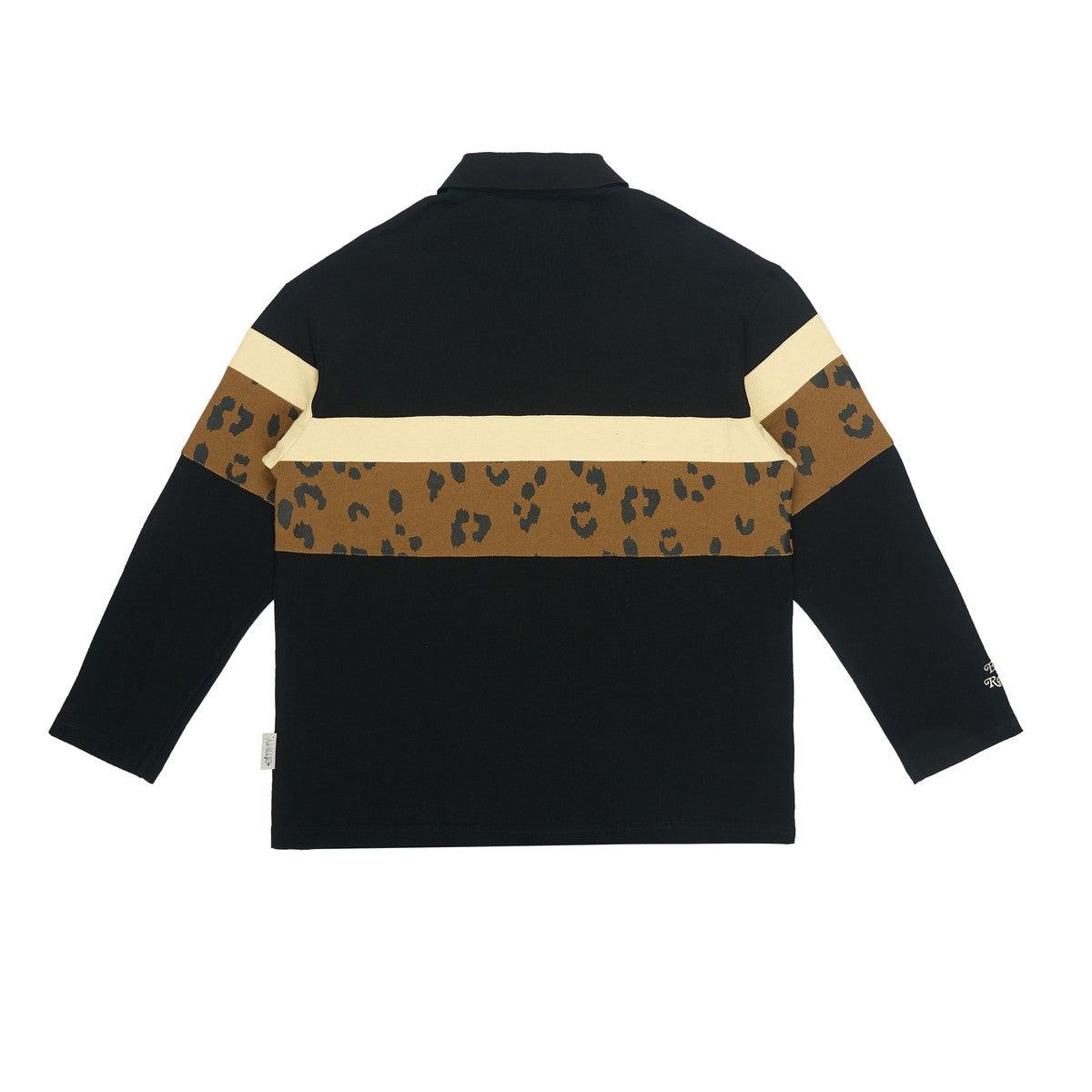 Empty Reference Striped Stitched Long Sleeves Polo