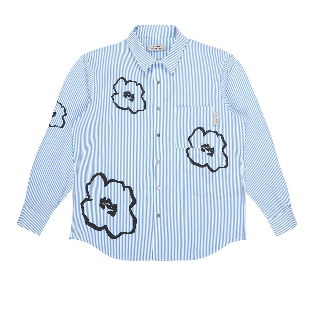 Empty Reference Striped Hand Painted Flowers Shirt