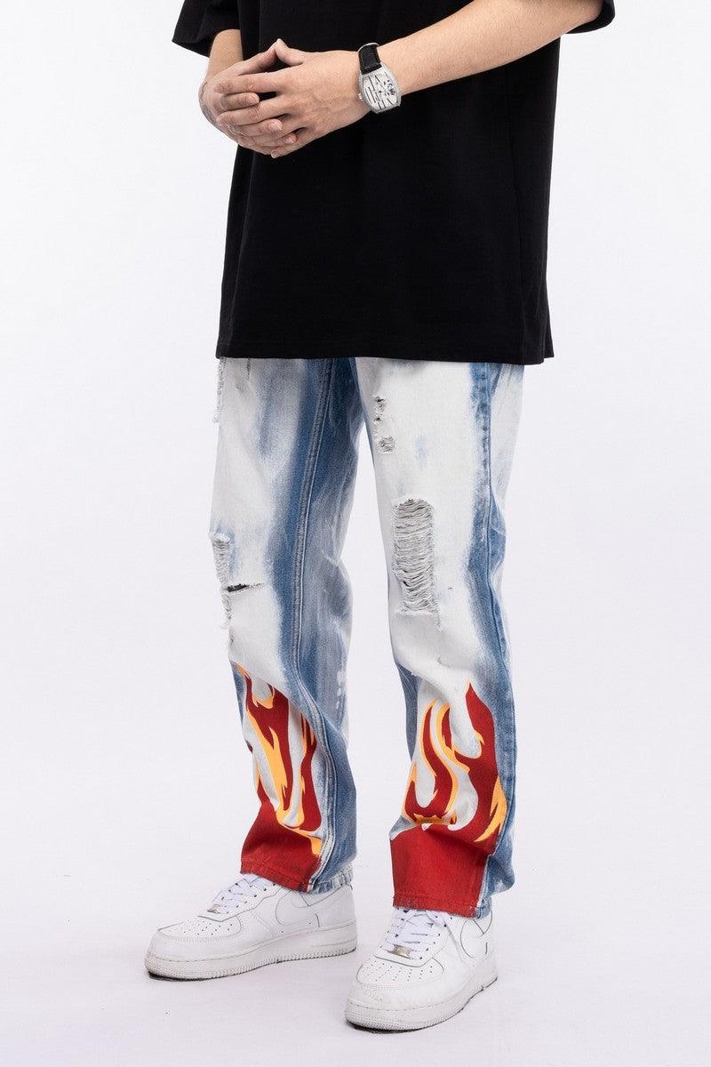 CZ Flame Ripped Washed Jeans