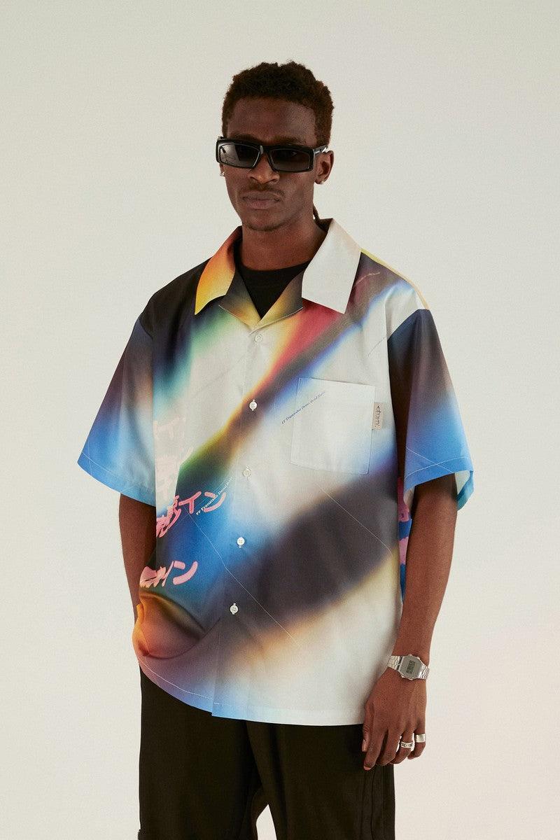 Empty Reference Neon Tokyo Print Cuban Shirt