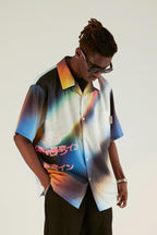 Empty Reference Neon Tokyo Print Cuban Shirt