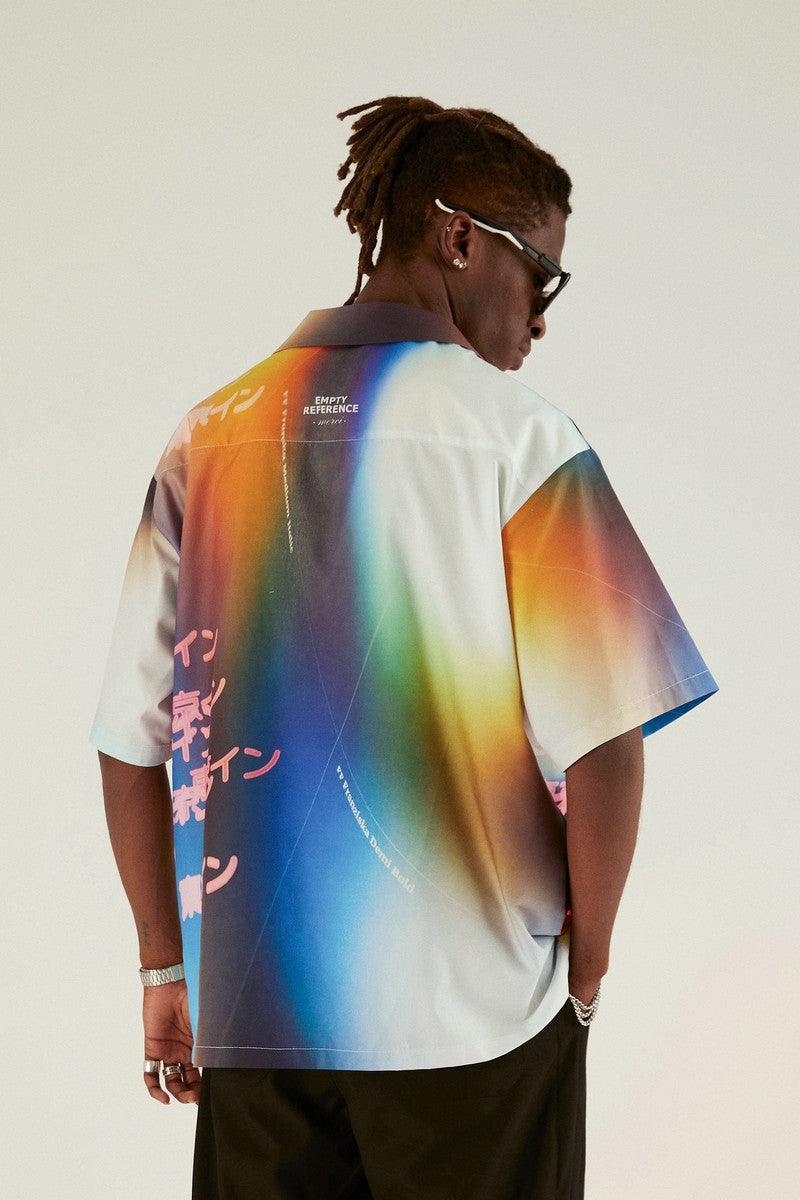 Empty Reference Neon Tokyo Print Cuban Shirt