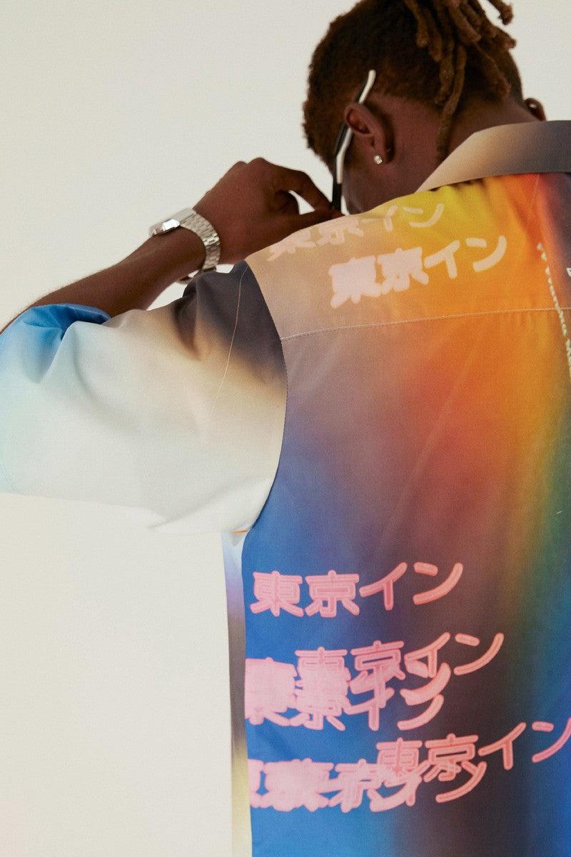 Empty Reference Neon Tokyo Print Cuban Shirt
