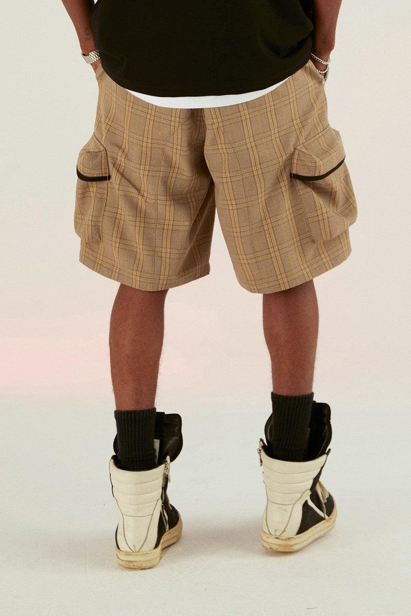 Empty Reference Coffee Plaid Functional Shorts