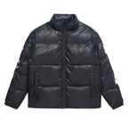 Empty Reference Embroidered Logo Leather Down Jacket