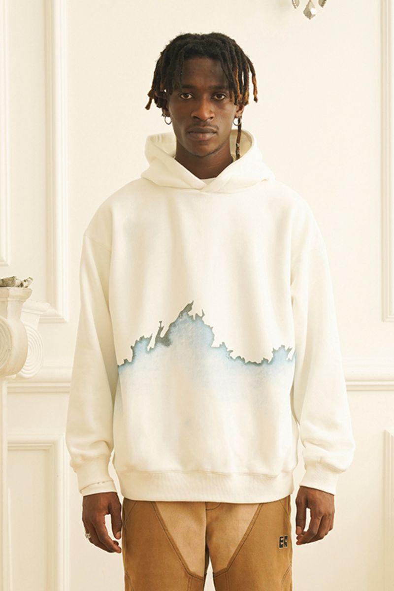 Empty Reference White Flame Printed Hoodie