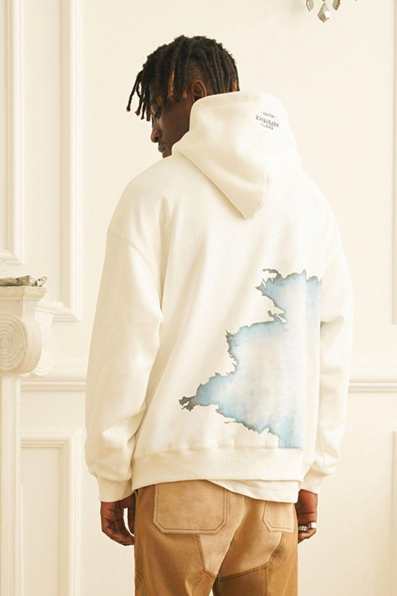 Empty Reference White Flame Printed Hoodie