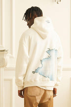 Empty Reference White Flame Printed Hoodie
