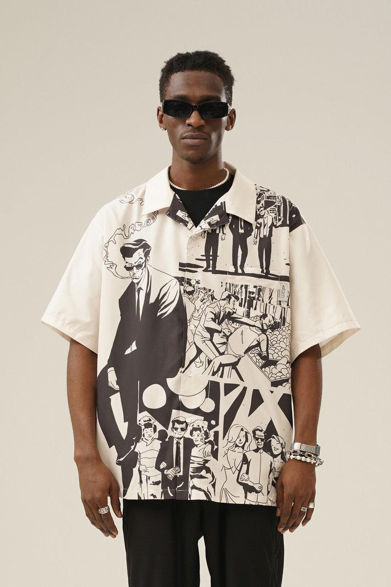 Empty Reference Killer Print Retro Cuban Shirt